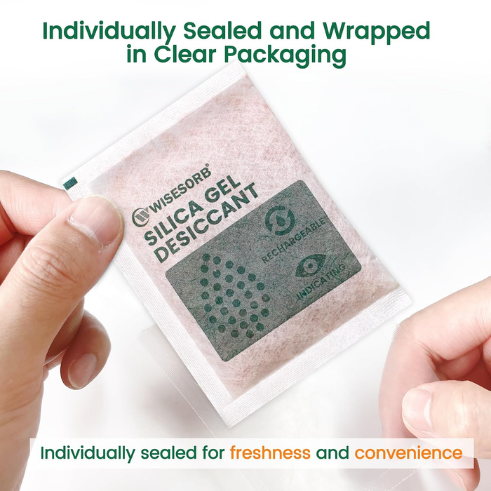 100g 5pcs Silica Gel Packets, Rechargeable Indicating Desiccant Packs