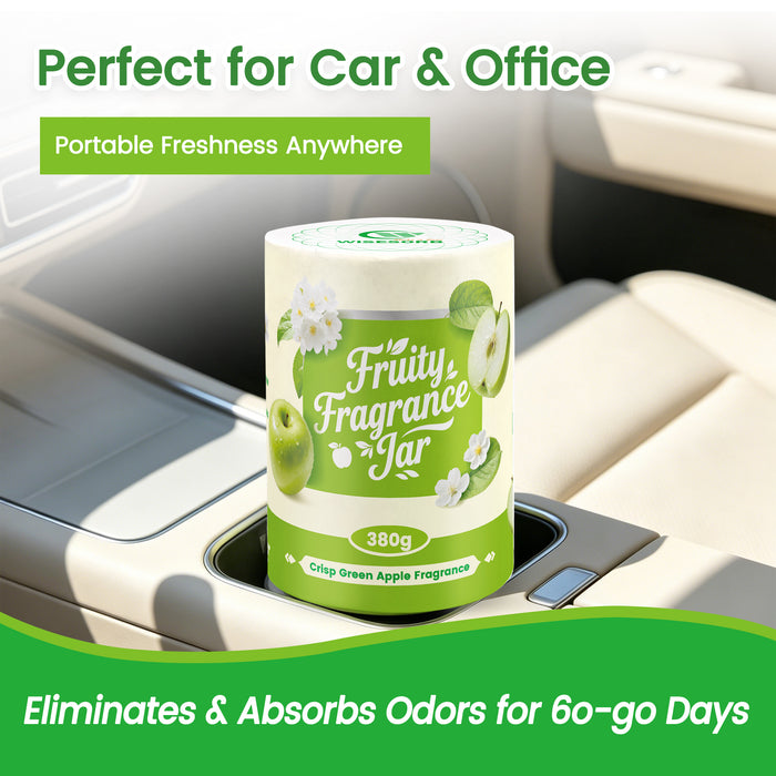 Wisesorb 380g Fruity Fragrance Jar, Long Lasting Odor Eliminator Air Freshener for Home, Office, Car, Trash, Pet Areas & All Spaces