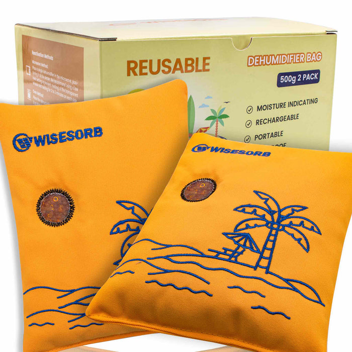 WEYSTOM 500g X 2 Packs Rechargeable Desiccant - Advanced Aramid Non-Woven Dehumidifier Bags For Gun And Car Safes - Toxic Free Orange Desiccant Packs - Foto 2