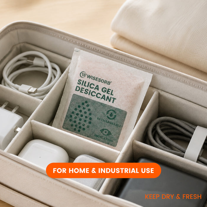 100g 5pcs Silica Gel Packets, Rechargeable Indicating Desiccant Packs