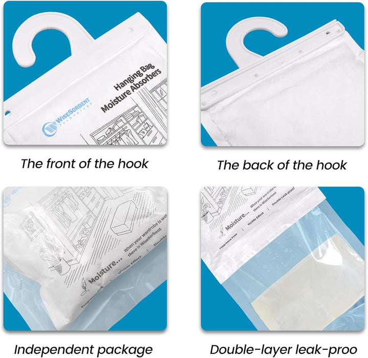 Wisesorb 500g 3pcs Moisture Absorber Bags, Double-Layer Upgraded Dehumidifier Bag