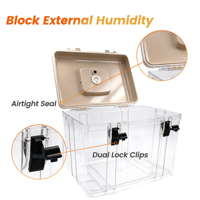 Wisesorb 25L Camera Dry Box with Humidity Indicator, Airtight Plastic Moisture Proof Storage Case for Camera, Lens, Electronics, Batteries, Waterproof Dry Storage Container with Carry Handle