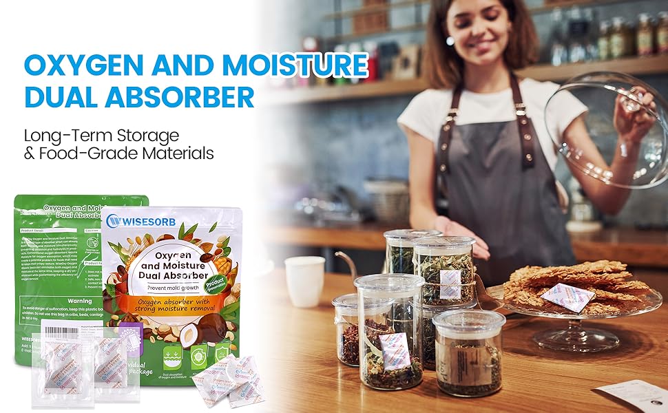 100CC Oxygen and Moisture Dual Absorber, Oxygen Absorber for Food Storage, Moisture Absorbers, and Preserved Foods