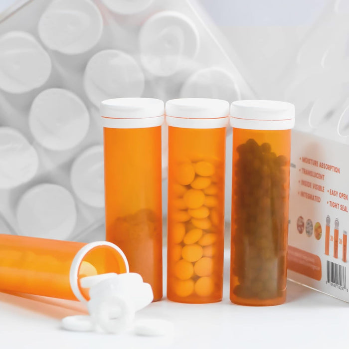 10 Dram Pill Bottle with Desiccant Cap, Medicine Bottle, Pill Bottles Empty with Caps, Empty Pill Bottles