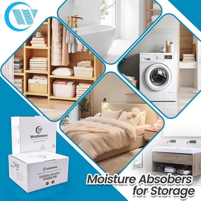 Wisesorb 500g 3pcs Moisture Absorber Bags, Double-Layer Upgraded Dehumidifier Bag