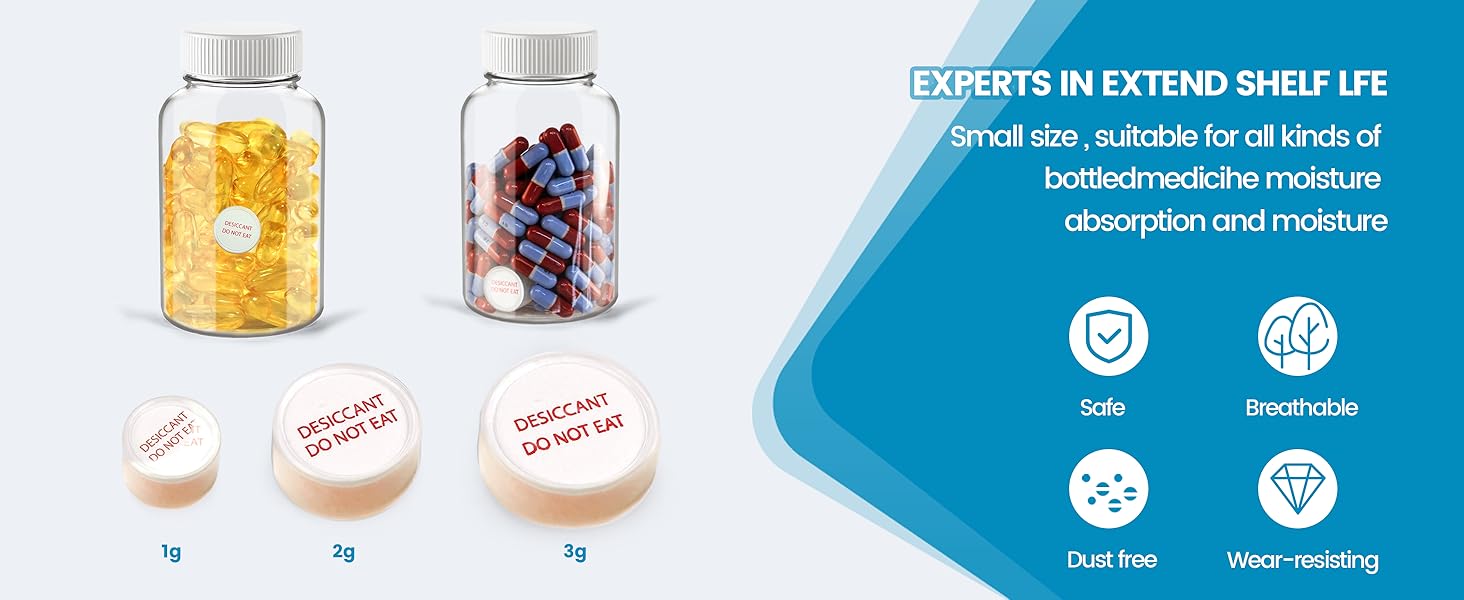 Wisesorb 1 Gram Desiccant Packs Food Grade, Silica Gel Capsule with Indicating Silica Gel Beads (Orange to White), Moisture Absorber Packets Silica Gel Packets