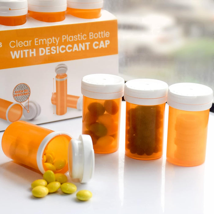 5.4 Dram Pill Bottle with Desiccant Cap, Medicine Bottle, Pill Bottles Empty with Caps, Empty Pill Bottles