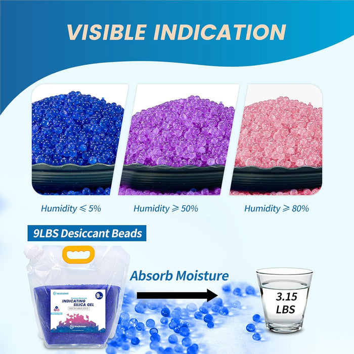 9 lb Indicating Silica Gel Beads 3-5mm -Blue to Pink Bulk Silica Gel