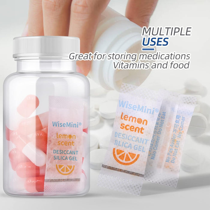 1 Gram Silica Gel Beads Packs, Desiccant Packets for Storage, Food Grade Moisture Absorbers, Lemon Smell Moisture Packs for Food Storage