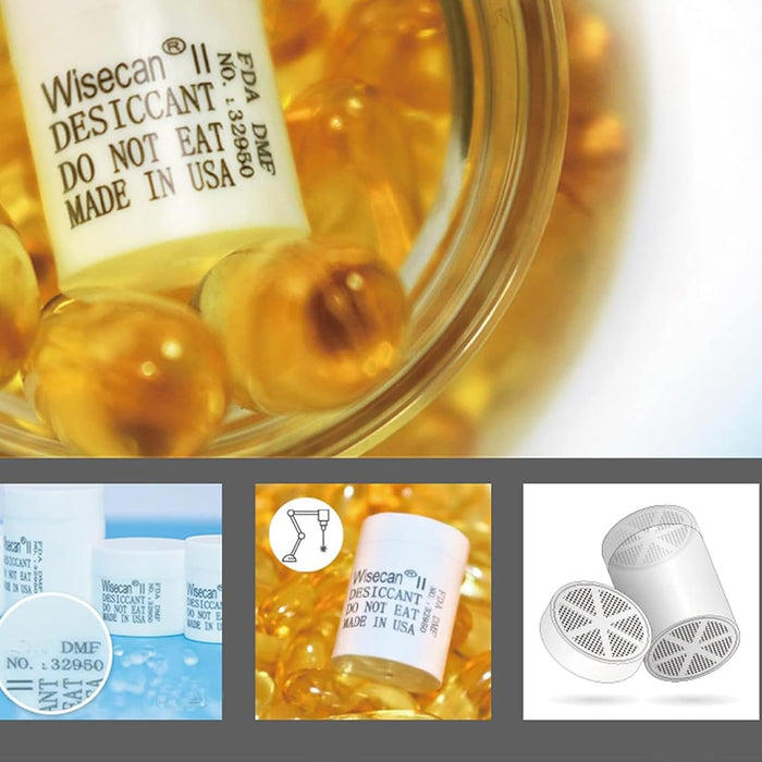 1 Gram Silica Gel Canister, Desiccant Canister, Silica Gel Capsules, Desiccant Capsules, Moisture Absorbers for Food Storage, Food Safe Dehumidifiers Wisecan