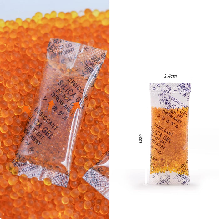 3 Gram Silica Gel Orange Indicating (Orange to Green) Silica Gel Packets Food Grade Desiccant Packs Dehumidifier - Moisture Absorbers