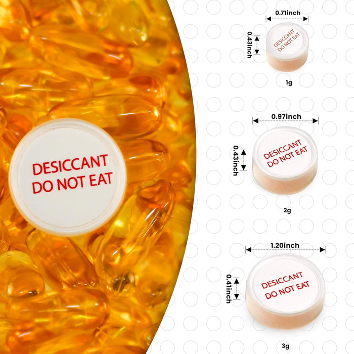 2 Gram Desiccant Packs Food Grade, Silica Gel Capsule with Indicating Silica Gel Beads (Orange to White), Moisture Absorber Packets Silica Gel Packets