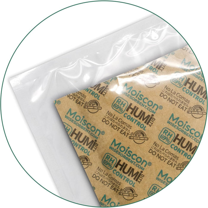 69% 60 GramTwo-Way Humidity Control Packs, Size 60 for Plastic Travel Case & Zip Lock Bags & Wood Containers, 69 Humidity Pack Humidifier Moisture Control Packets Individually Wrapped