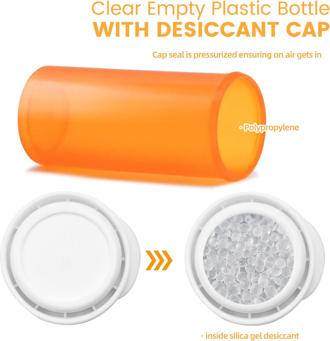 5.4 Dram Pill Bottle with Desiccant Cap, Medicine Bottle, Pill Bottles Empty with Caps, Empty Pill Bottles