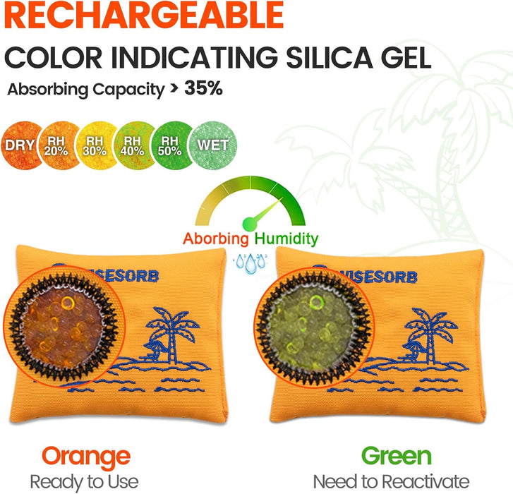 100g Packs Rechargeable Desiccant Packs, Orange Indicating Silica Gel Packets, Moisture Absorber for Storage, Seeds, 3D Filaments, Electronics, Safes, Luggage - Reusable Dehumidifier Bags