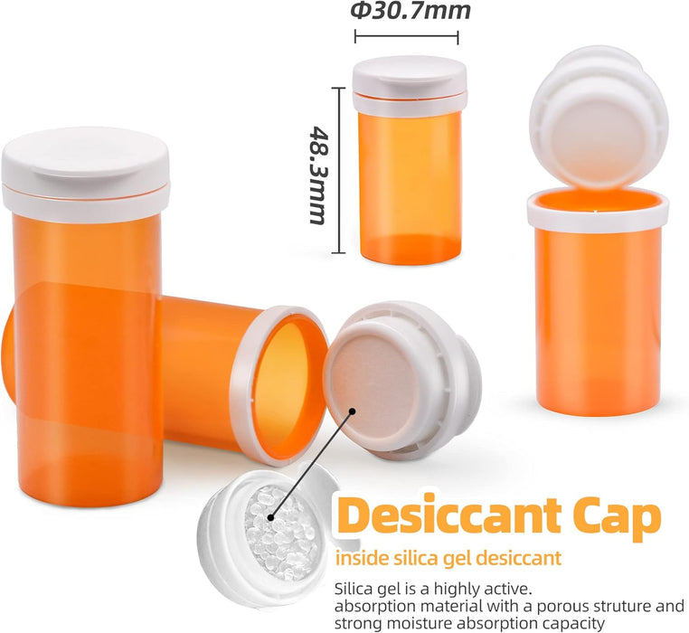 5.4 Dram Pill Bottle with Desiccant Cap, Medicine Bottle, Pill Bottles Empty with Caps, Empty Pill Bottles