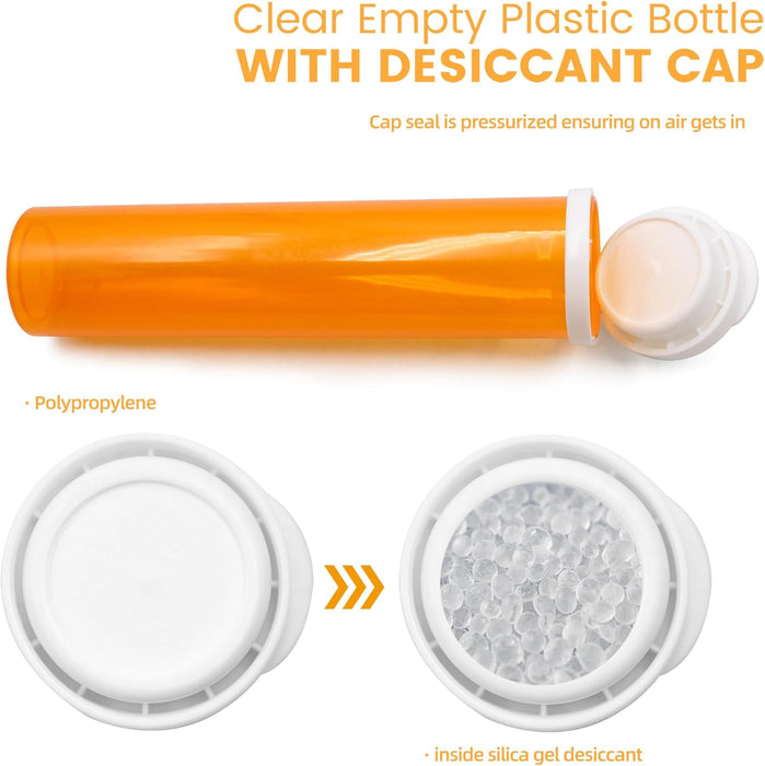 16 Dram Pill Bottle with Desiccant Cap, Medicine Bottle, Pill Bottles Empty with Caps, Empty Pill Bottles