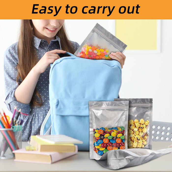 10"x 14" Mylar Bags For Food Storage, Mylar Bags With Window, Freeze Dried Candy Bags, Reusable Storage Bags For Food, Mylar Food Storage Bags for Long Term Food Storage