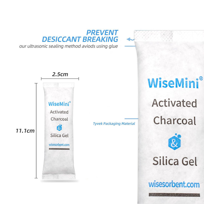 14 Gram Food Safe Desiccant Packs, High Absorption Capacity for Moisture & Odor, Silica Gel & Coconut Shell Activated Carbon Packets for Storage