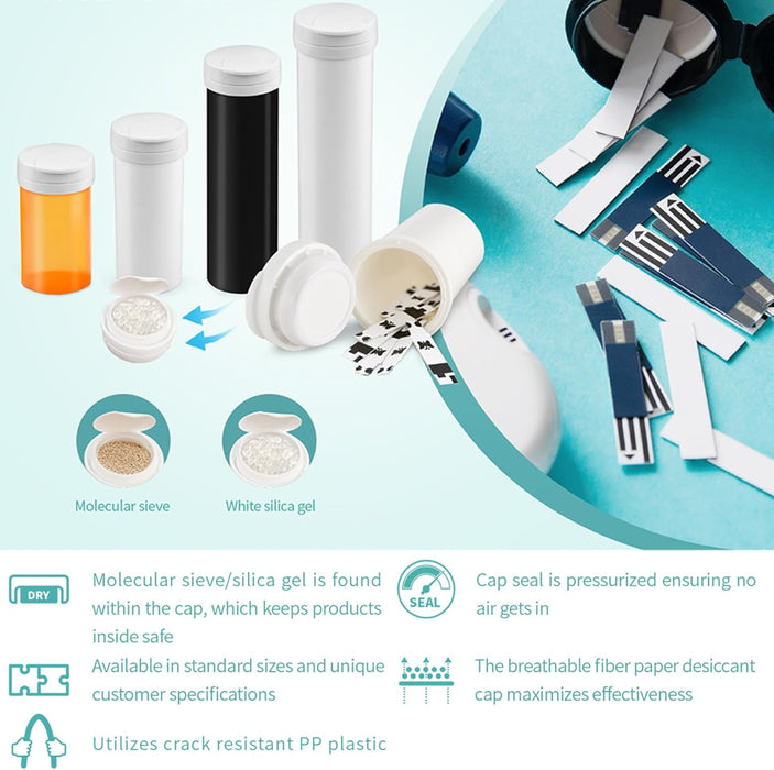 5.4 Dram Pill Bottle with Desiccant Cap, Medicine Bottle, Pill Bottles Empty with Caps, Empty Pill Bottles