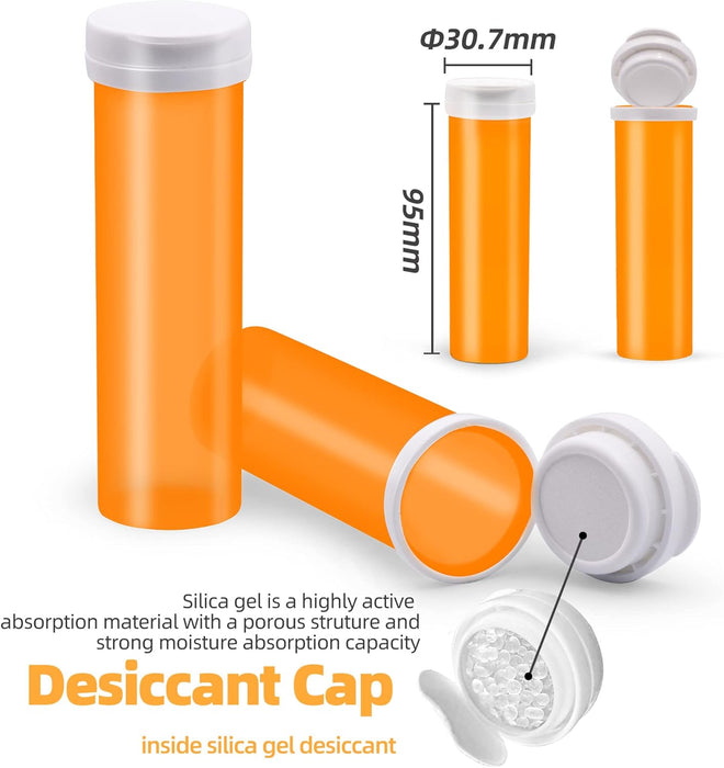 10 Dram Pill Bottle with Desiccant Cap, Medicine Bottle, Pill Bottles Empty with Caps, Empty Pill Bottles