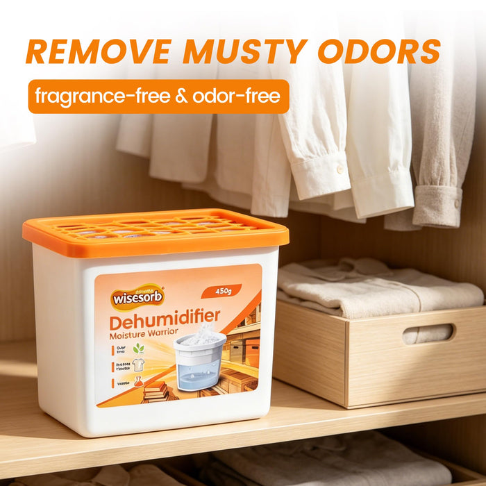 Wisesorb 16.0 Oz Moisture Absorbers, Dehumidifier with Fragrance Free & Portable Humidity Absorber Boxes for Your Bathroom, Closet & Car
