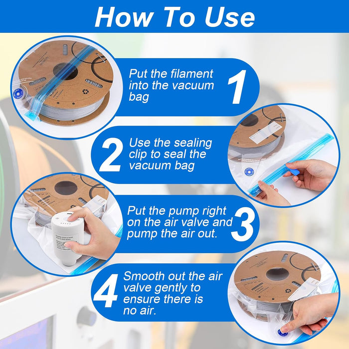 3D Print Filament Storage Bag Vacuum Kits - Design for Printer Filament Storage