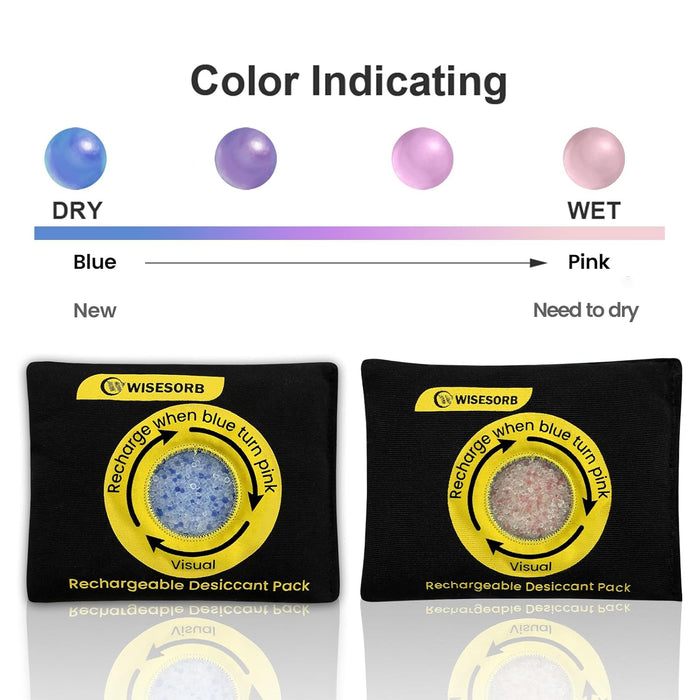 100g Reusable Silica Gel Desiccant Packs, Rechargeable Dehumidifier Moisture Absorbers with Color Indicator for Bins, Gun Safes, Suitcases, 3D Printing Filaments, Electronics