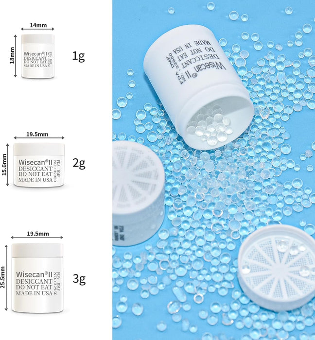 1 Gram Silica Gel Canister, Desiccant Canister, Silica Gel Capsules, Desiccant Capsules, Moisture Absorbers for Food Storage, Food Safe Dehumidifiers Wisecan