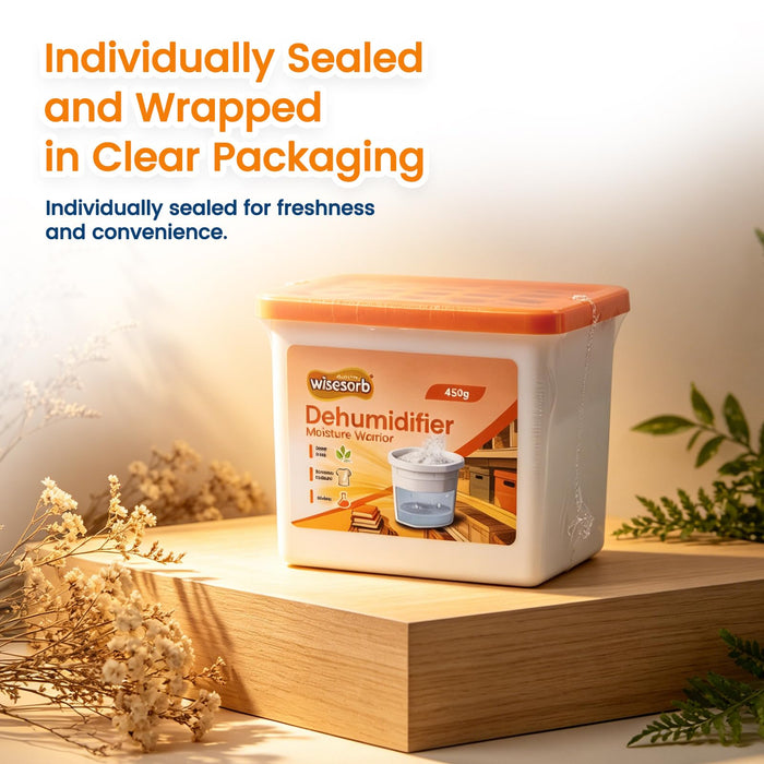 Wisesorb 16.0 Oz Moisture Absorbers, Dehumidifier with Fragrance Free & Portable Humidity Absorber Boxes for Your Bathroom, Closet & Car