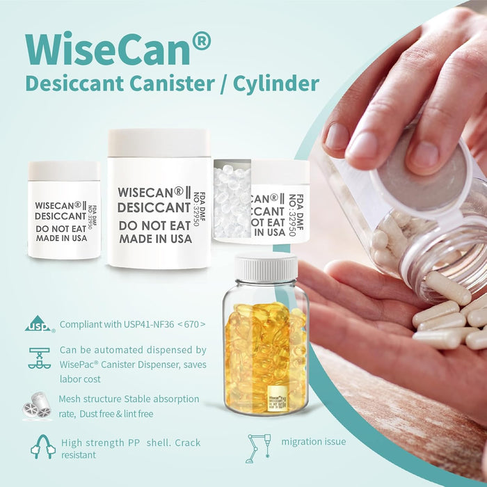 1 Gram Silica Gel Canister, Desiccant Canister, Silica Gel Capsules, Desiccant Capsules, Moisture Absorbers for Food Storage, Food Safe Dehumidifiers Wisecan