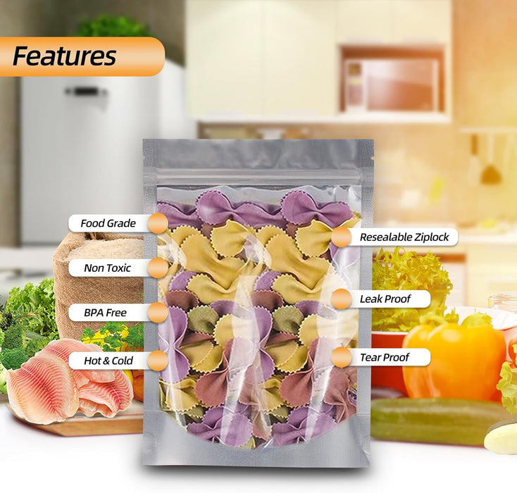 10"x 14" Mylar Bags For Food Storage, Mylar Bags With Window, Freeze Dried Candy Bags, Reusable Storage Bags For Food, Mylar Food Storage Bags for Long Term Food Storage