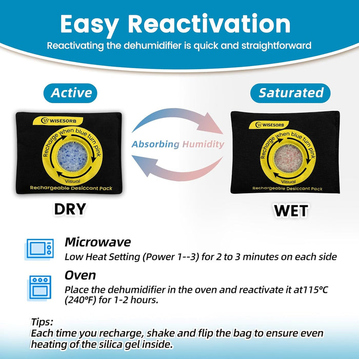 200g Reusable Silica Gel Desiccant Packs, Rechargeable Dehumidifier Moisture Absorbers with Color Indicator for Storage, Gun Safes, Suitcases, 3D Printing Filaments, Electronics