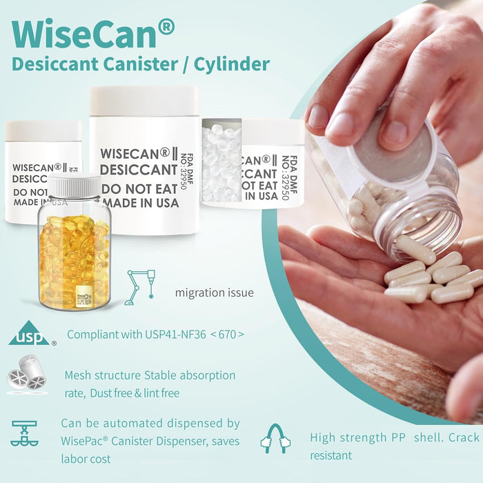 3 Gram Silica Gel Canister, Desiccant Canister, Silica Gel Capsules, Desiccant Capsules, Moisture Absorbers for Food Storage, Food Safe Dehumidifiers Wisecan