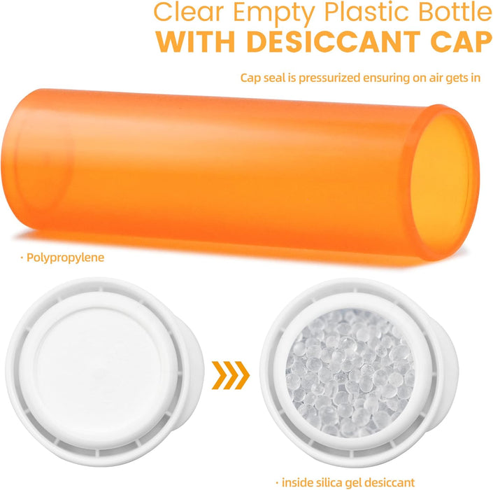 10 Dram Pill Bottle with Desiccant Cap, Medicine Bottle, Pill Bottles Empty with Caps, Empty Pill Bottles