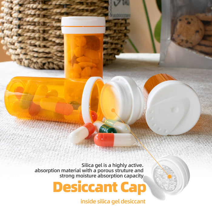 500pcs 8 Dram desiccant cap pill bottle with indicating silica gel