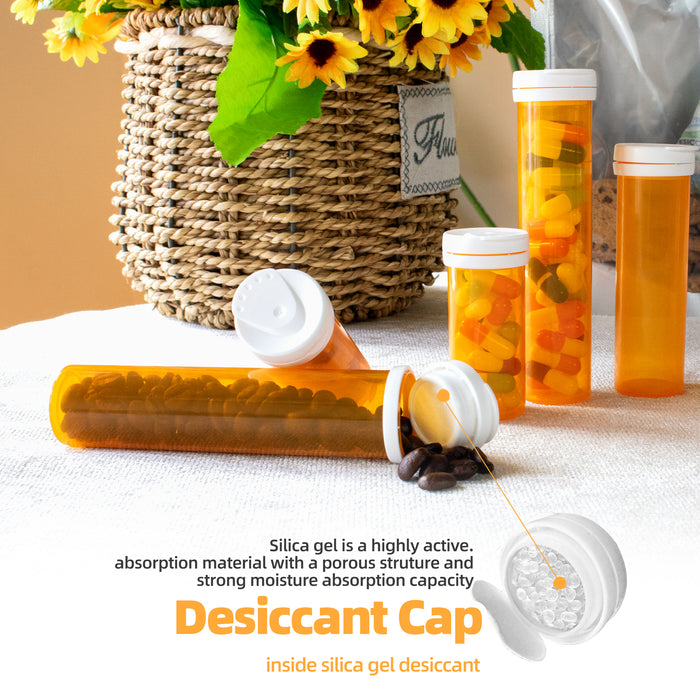 300pcs 16 Dram desiccant cap pill bottle with indicating silica gel