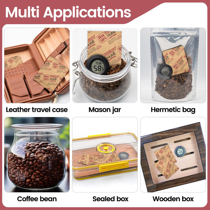 Wisesorb 8g 58% Two-Way Humidity Control Packs for Storing 1 oz, for Small Storage Containers Resealable Bags, Hydration Packets Moisture Control Packets Individually Wrapped