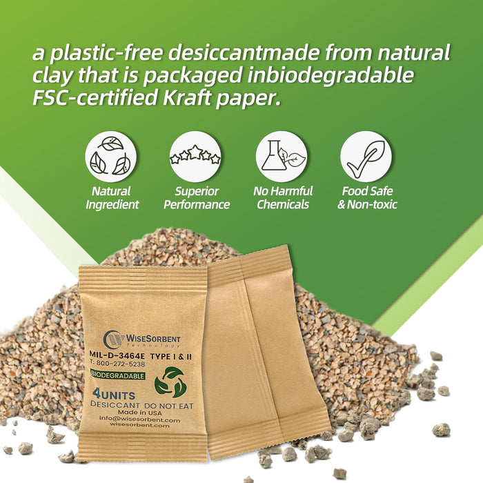 4U Kraft Clay Desiccants Packs for Safe, 132 Gram Dehumidifier for Gun Safe, Military Grade Moisture Absorbers