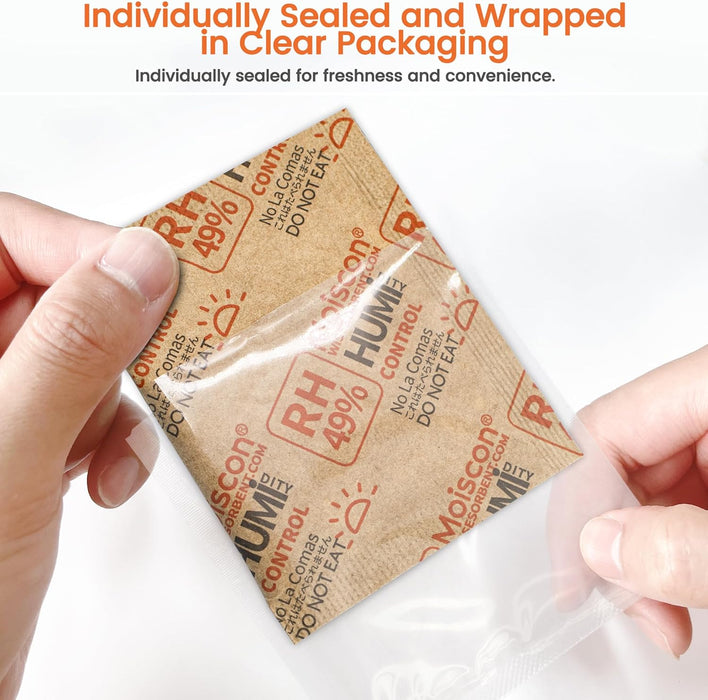 49% 8 Gram Two-Way Humidity Packs for Wooden Instrument,Size 8 for Music Instrument Cases, Hydration Humidity Humidifier Moisture Control Packets Individually Wrapped