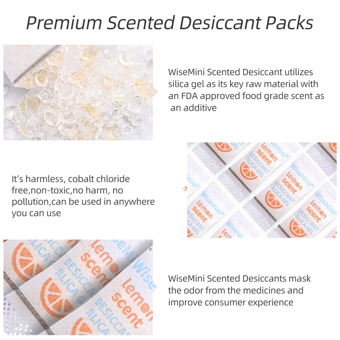 1 Gram Silica Gel Beads Packs, Desiccant Packets for Storage, Food Grade Moisture Absorbers, Lemon Smell Moisture Packs for Food Storage