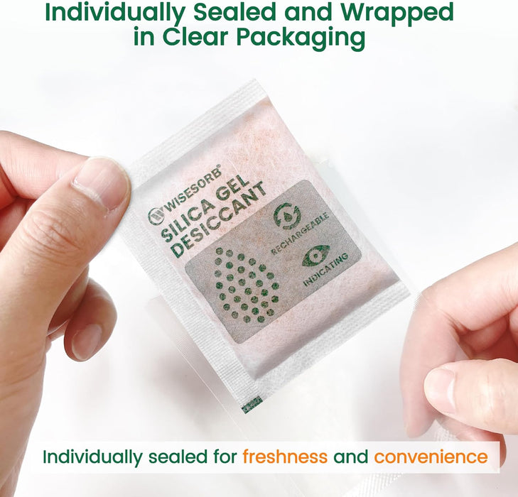 10g Desiccant Packs, Indicating Silica Gel Packets, Rechargeable Desiccants Moisture Absorbering Packs for Storage