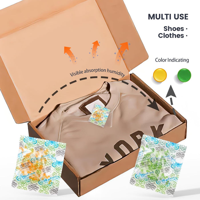 2 Gram Food Safe Desiccant Packs, Silica Gel Packets, Orange to Green Indicating- Moisture Absorbers for Storage