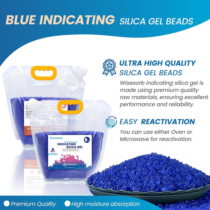 9 lb Indicating Silica Gel Beads 3-5mm -Blue to Pink Bulk Silica Gel