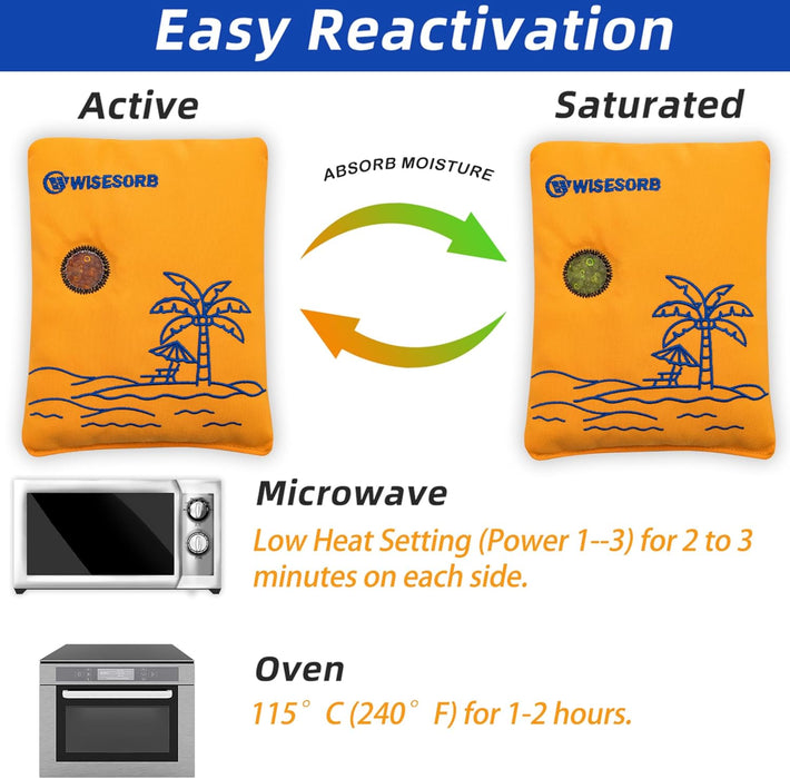 500g Rechargeable Desiccant Packs, Orange Indicating Silica Gel Packets, Moisture Absorber for Storage, Seeds, 3D Filaments, Electronics, Safes, Luggage - Reusable Dehumidifier Bags