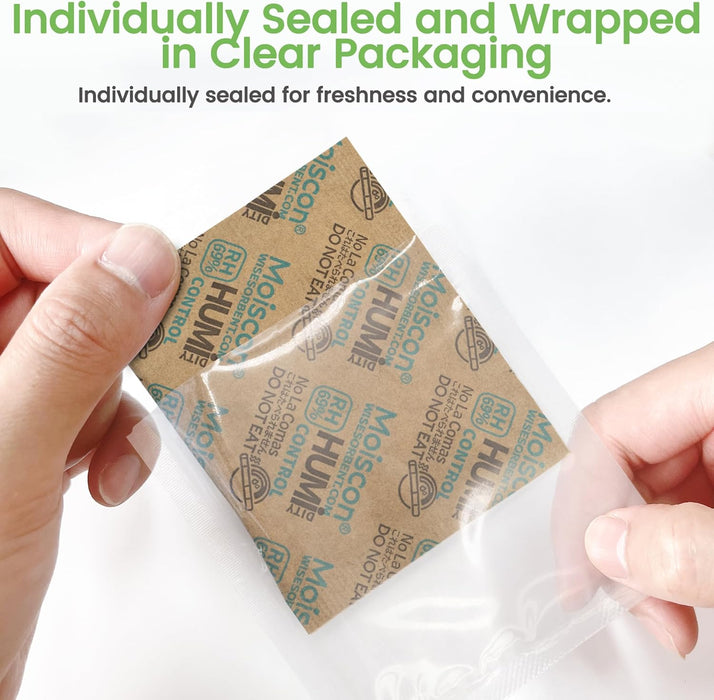 69% 8 Gram Two-Way Humidity Control Packs for Storing 1 oz, Size 8 for Travel Case Resealable Bags, Humidity Pack Moisture Control Packets Individually Wrapped
