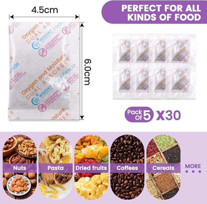 100CC Oxygen and Moisture Dual Absorber, Oxygen Absorber for Food Storage, Moisture Absorbers, and Preserved Foods