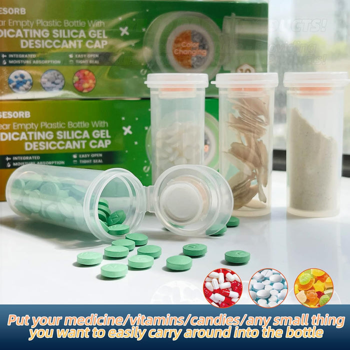 280pcs 8 Dram desiccant cap pill bottle with indicating silica gel
