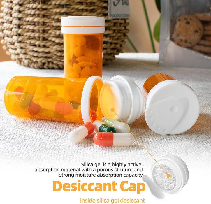 500pcs 8 Dram desiccant cap pill bottle with indicating silica gel