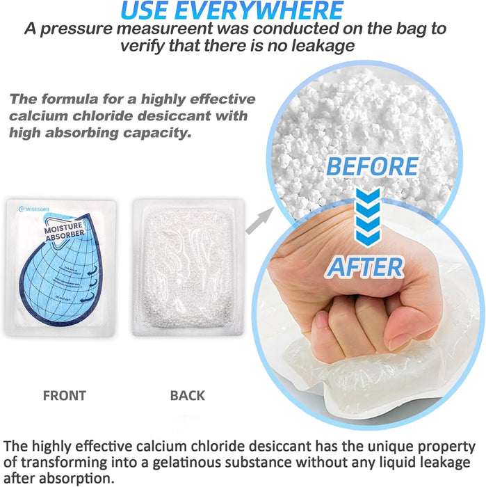 Wisesorb 50 Gram Moisture Absorbers,Dehumidifier Bags for Bathrooms, Basements, Rvs, Humidity Packets for Closet